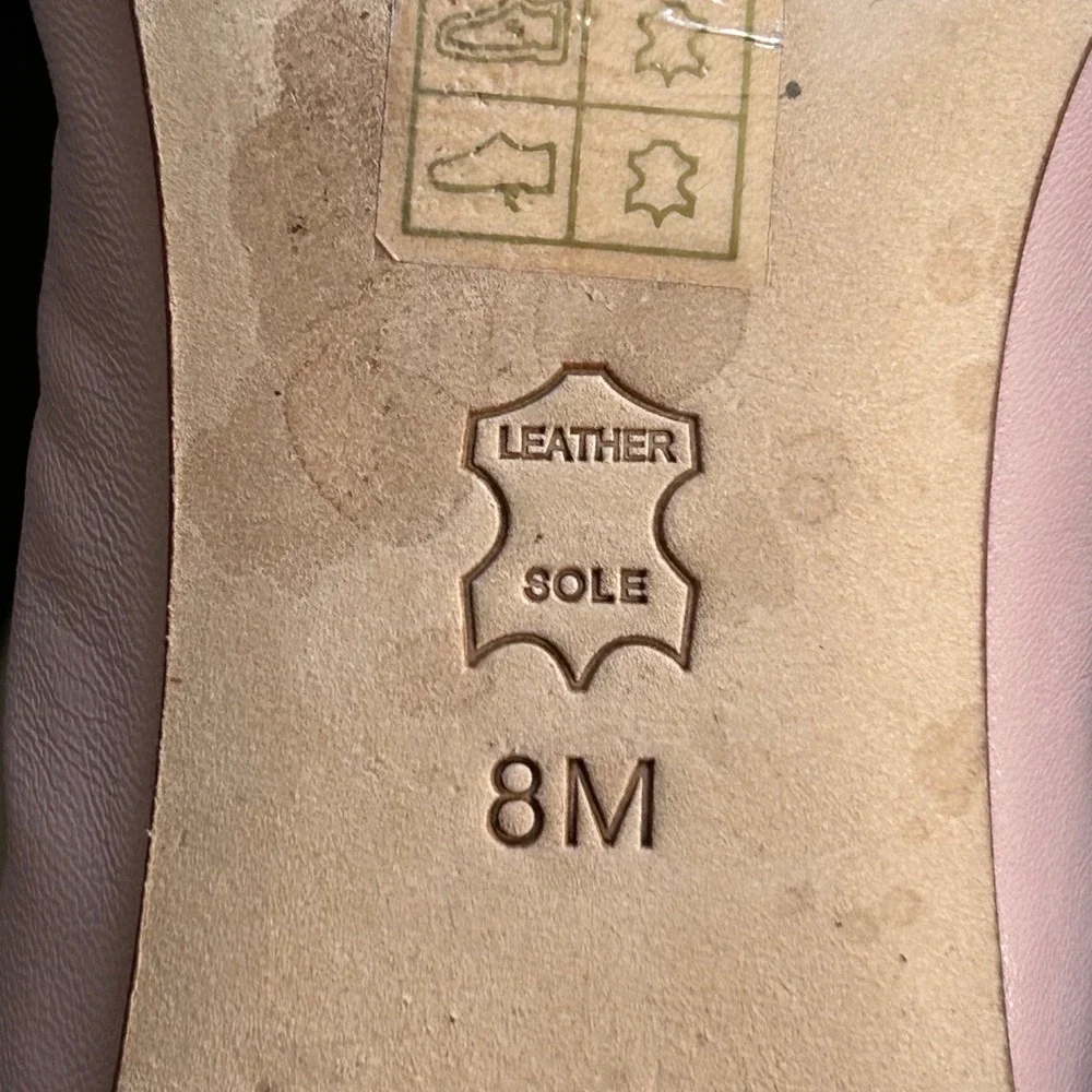 Tory Burch Minnie Travel Ballet Flats size 8 Pink Leather Crystal Medallion